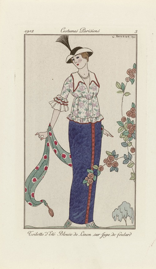 Journal des Dames et des Modes – Toilette d’Été Blouson de Linon sur Jupe de foulard