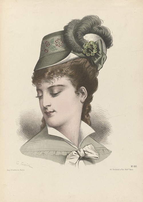 Woman’s head with ostrich feather hat