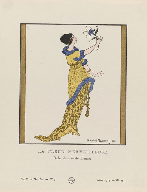 Gazette du Bon Ton – La fleur merveilleuse, Robe du soir de Doucet