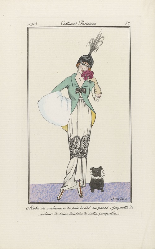 Journal des Dames et des Modes – Robe de cachemire de soie brodé au passé