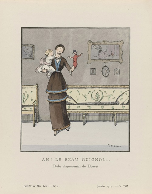 Gazette du Bon Ton – Ah Le Beau Guignol, Robe d’après-midi de Doucet