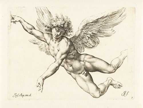 Study for a flying, nude angel