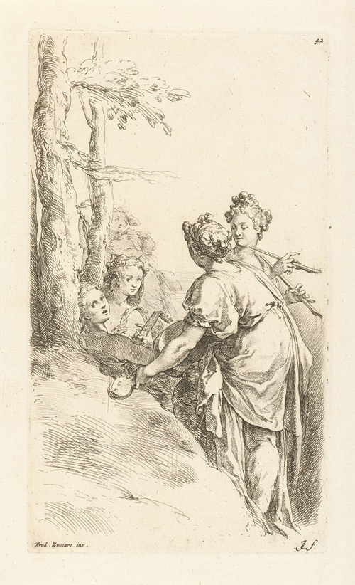 Girls playing music in a landscape