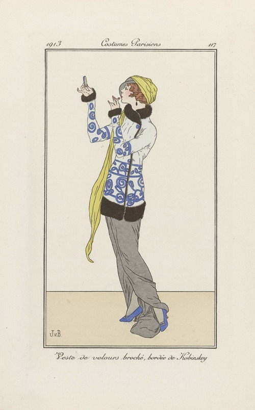 Journal des Dames et des Modes – Veste de velours broché, bordée de Kobinskey