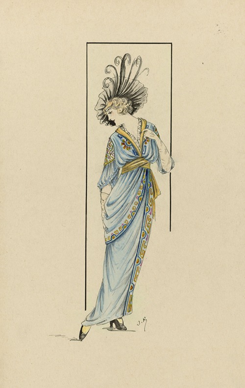 Woman in blue dress