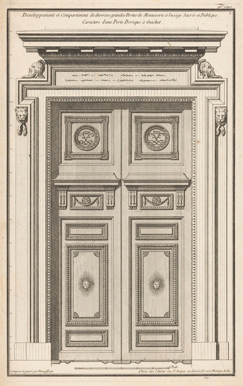 Developpement et Compartiment de diverses grandes Portes de Menuiserie à l’usage Sacrée et Publique
