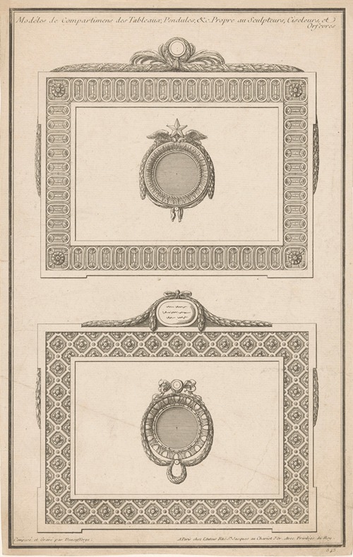 Modéles de Compartimens des Tableaux, Pendules &c Propre au Sculpteurs, Ciseleurs, et Orfevres