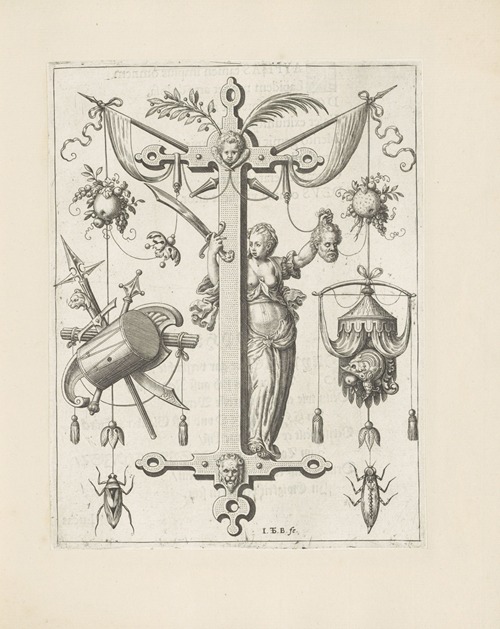 Letter I with Judith and the head of Holofernes