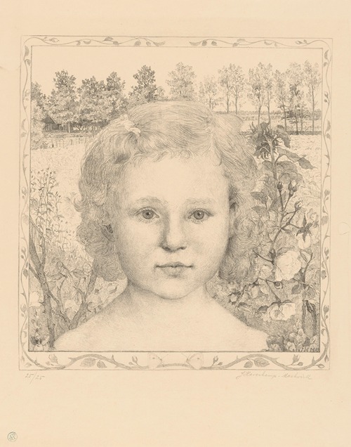 Portret van een onbekend meisje in landschap