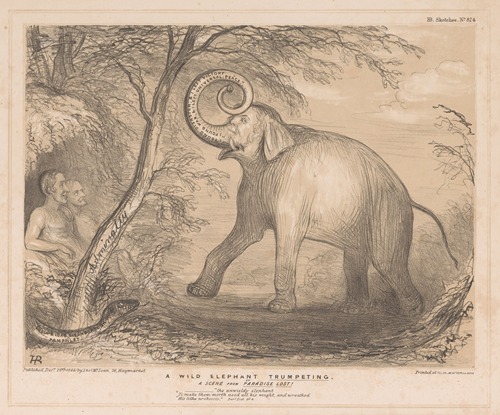 A wild elephant trumpeting. A Scene from Paradise Lost!