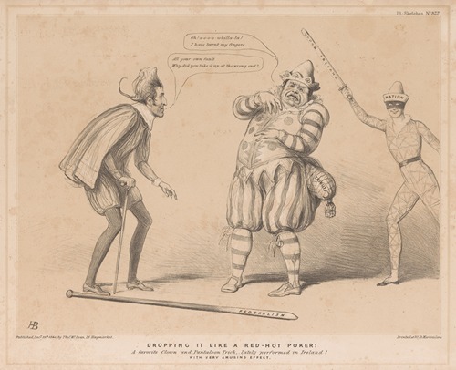 Dropping it like a red-hot poker! ‘A favorite Clown and Pantaloon Trick,- lately performed in Ireland! With very amusing effect