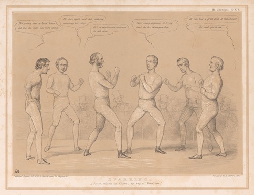 Sparring. A Set to, without the Gloves, by the way of Wind-up!