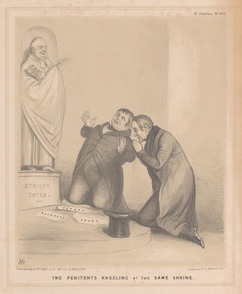 Two penitents kneeling at the same shrine