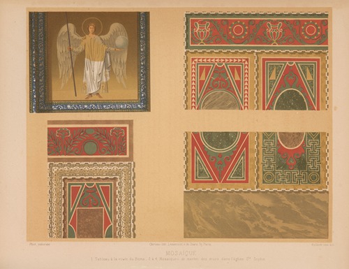 1. Tableau à la voute du Bema, 2 à 4 Mosaiques de marbre des murs dans l’église Ste. Sophie