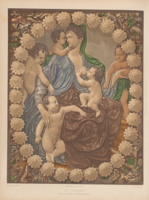 Faïence émaillée de B. Palissy-Bas-relief