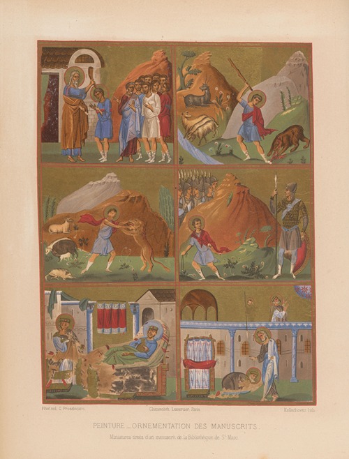 Miniatures tirées d’un manuscrit de la Bibliothèque de St. Marc.