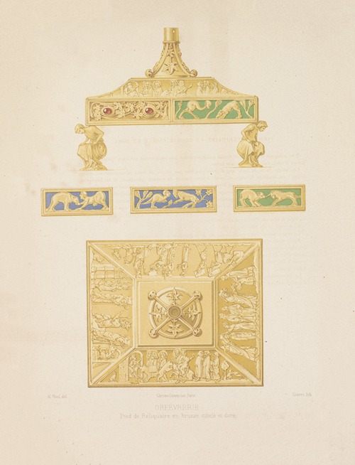 Pied de reliquaire en bronze ciselé et doré