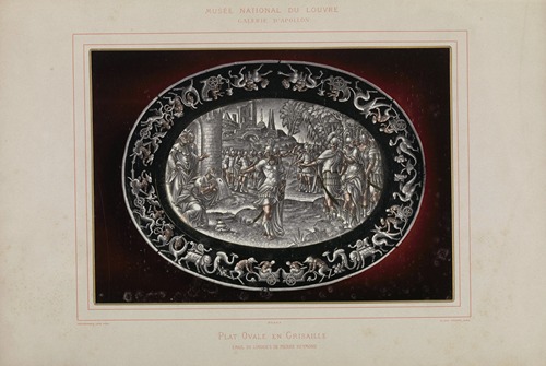 Plat ovale en grisaille Émail de Limoges de Pierre Reymond