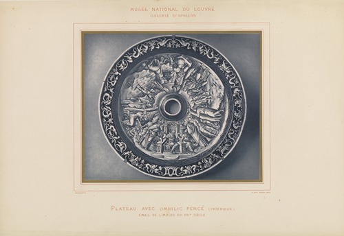 Plateau avec ombilic percé (intérieur) émail de Limoges du XVIe siècle