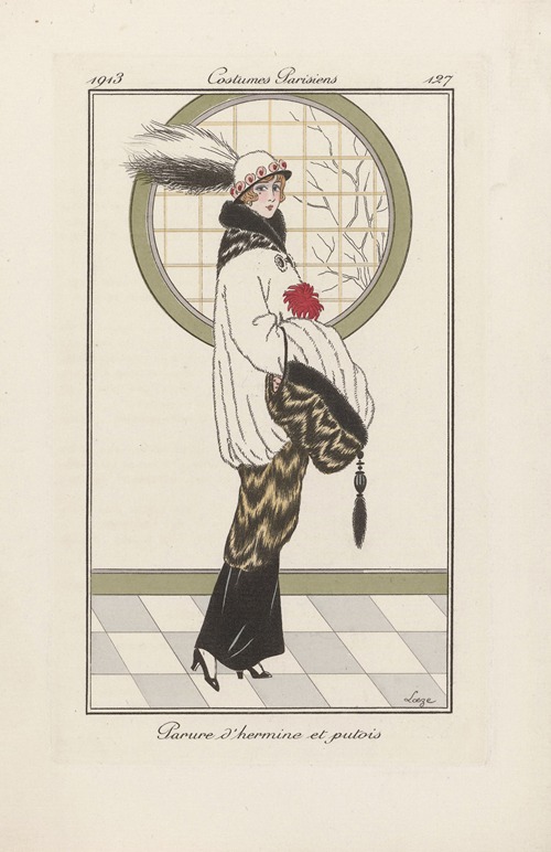 Journal des Dames et des Modes – Parure d’hermine et putois