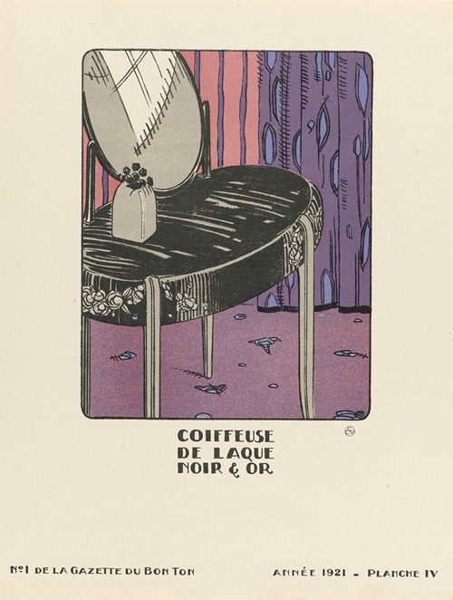 Coiffeuse de laque noir & or