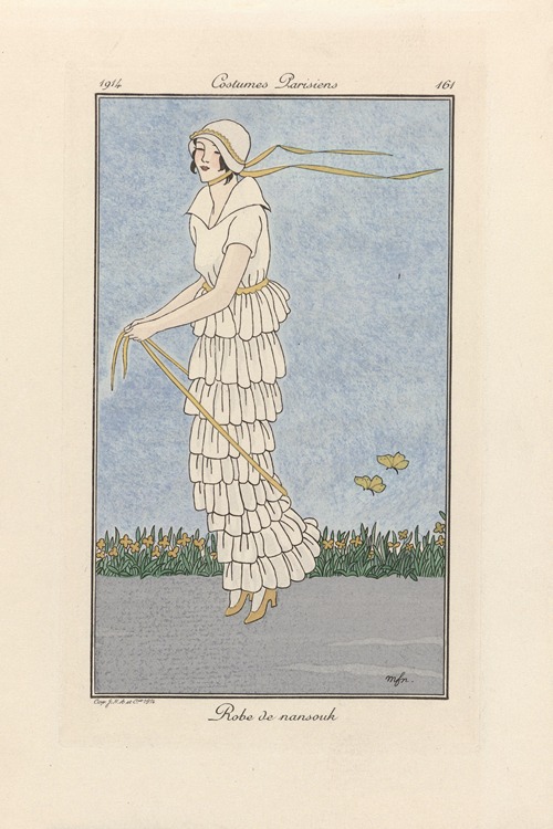 Journal des Dames et des Modes, Costumes Parisiens – Robe de nansouk