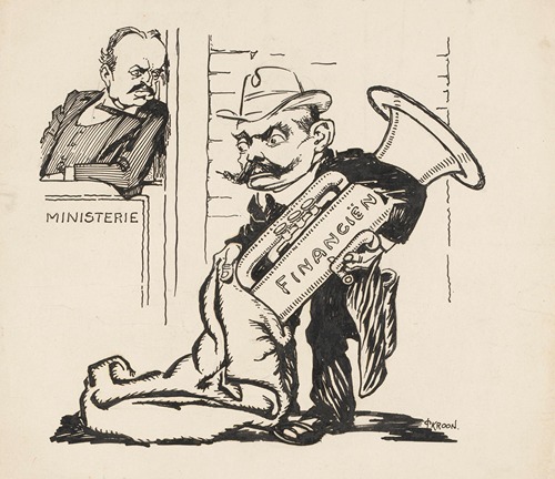 Minister S. de Vries met tuba