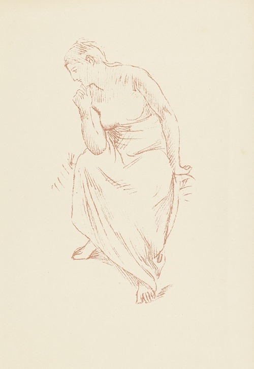 Etude d’une femme nue assise à demi drapée