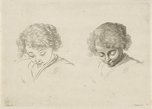 Study of the head of a child looking down