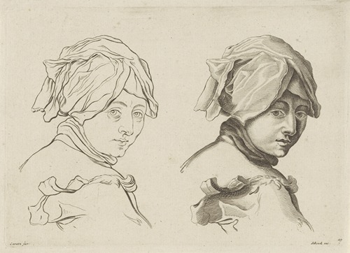 Study of the head of a young woman wearing a headscarf