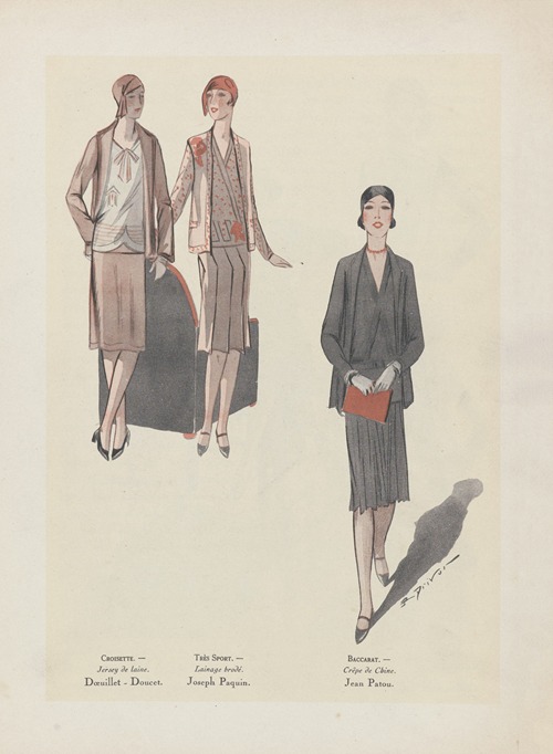 Art – Goût – Beauté – CROISETTE. – Jersey de laine. Doeuillet-Doucet. ; TRÈS SPORT. – Lainage brodé. Joseph Paquin. ; BACCARAT. – Crêpe de Chine. Jean Patou