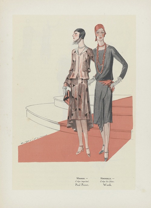 Art – Goût – Beauté – MIRAMAR. – Crêpe imprimé. Paul Poiret, HIRONDELLE. – Crêpe de Chine. Worth