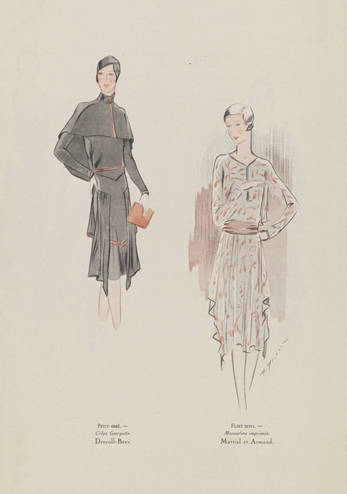 Art – Goût – Beauté – PETIT ABBÉ. – Crêpe Georgette. Drecoll- Beer. ; FLIRT SUIVI. – Mousseline imprimée. Martial et Armand