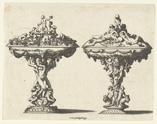 Two drinking bowls with lids