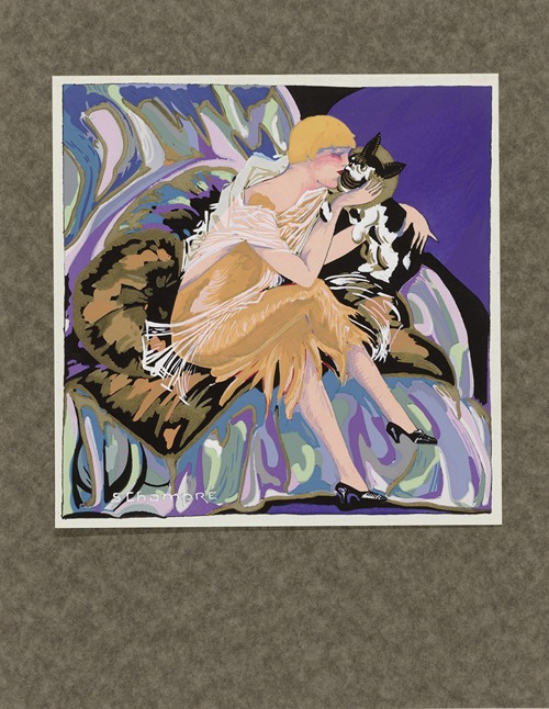Seated woman with a cat