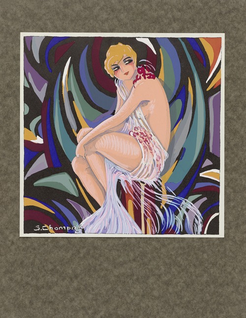Seated woman, with drapery