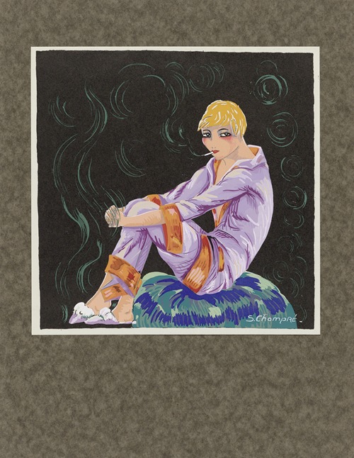 Seated woman with cigarette