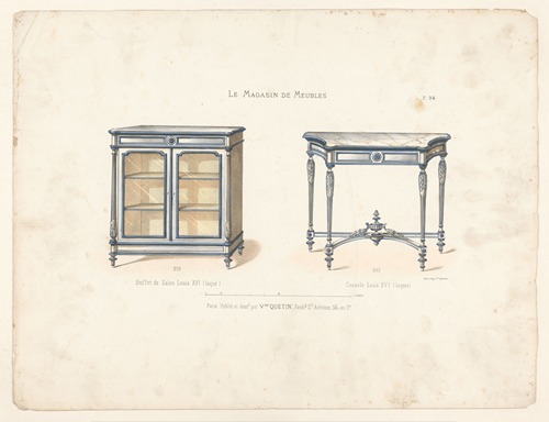 Buffet de Salon Louis XVI (laqué) ; Console Louis XVI (laquée)