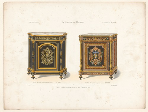 Buffet de Salon, marqueterie de cuivre ; Buffet de Salon, marqueterie de bois