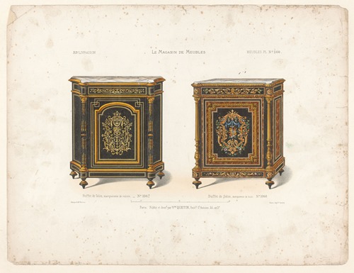 Buffet de Salon, marqueterie de cuivre; Buffet de Salon, marqueterie de bois