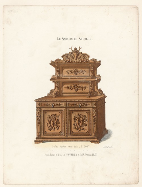 Buffet-étagère vieux bois