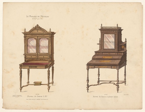 Bureau de Dames L. XVI ; Bureau de Dames à cylindre mobile