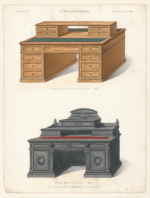 Bureau Ministre à Tiroirs, Double Face ; Bureau Ministre, Néo-Grec