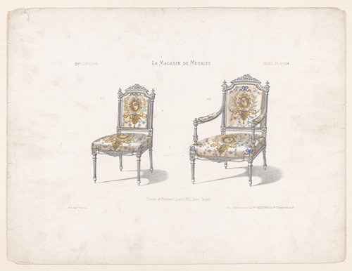 Chaise et Fauteuil Louis XVI, bois laqué.