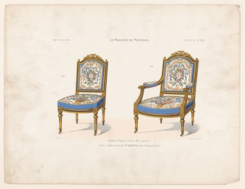 Chaise et fauteuil Louis XVI, noir et or