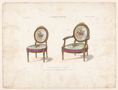 Chaise et Fauteuil Médaillon. Louis XVI