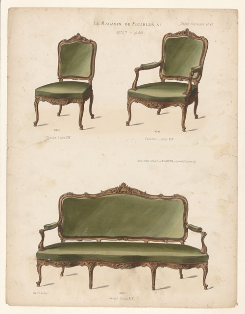 Chaise Louis XIV ; Fauteuil Louis XIV ; Canapé Louis XIV