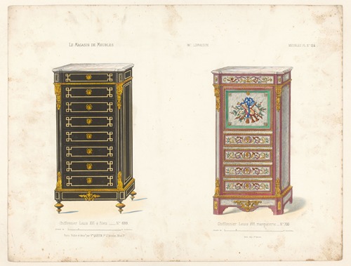 Chiffonnier Louis XVI à Filets ; Chiffonnier Louis XVI, marqueterie