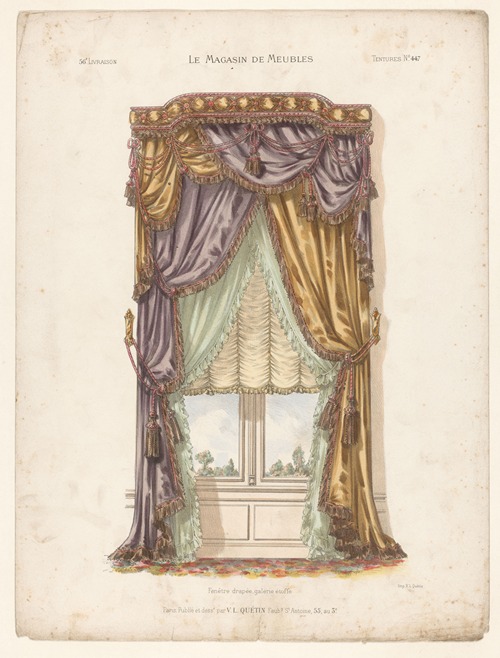 Fenêtre drapée, galerie étoffe