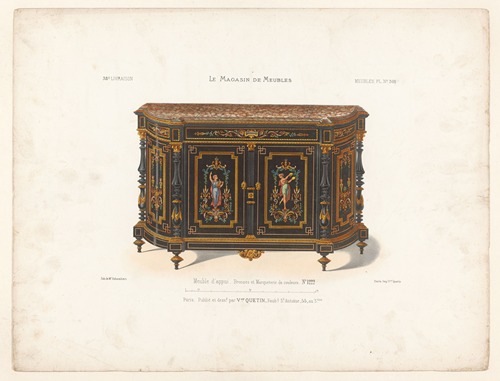 Meuble d’appui. Bronzes et Marqueterie de couleurs